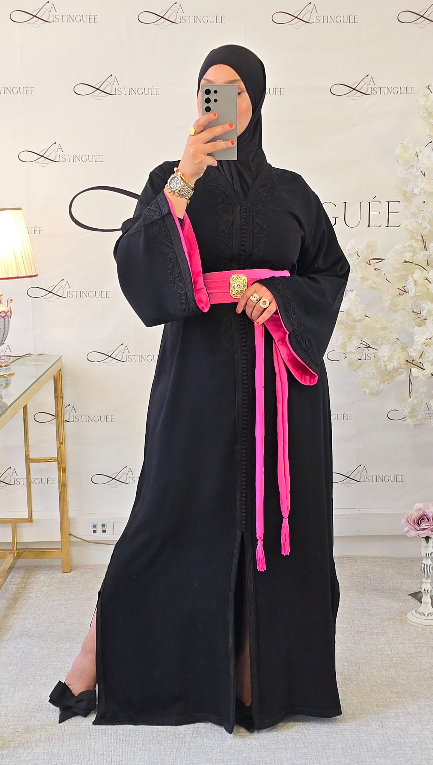 Caftan Mayssan Noir / Rose