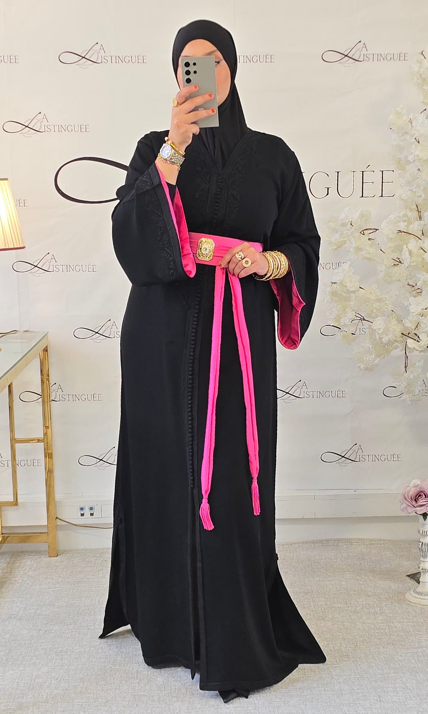 Caftan Mayssan Noir / Rose