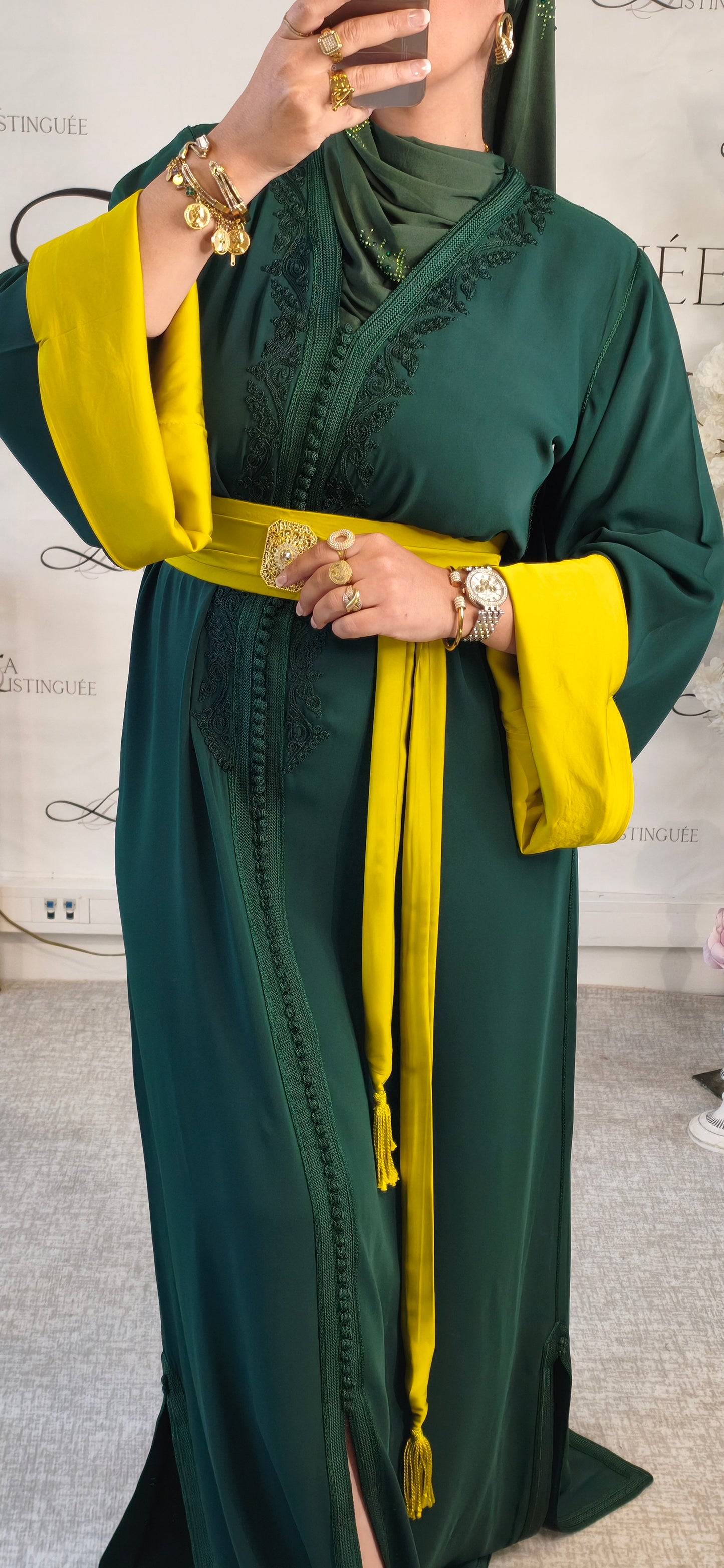 Caftan Mayssan Vert /citron