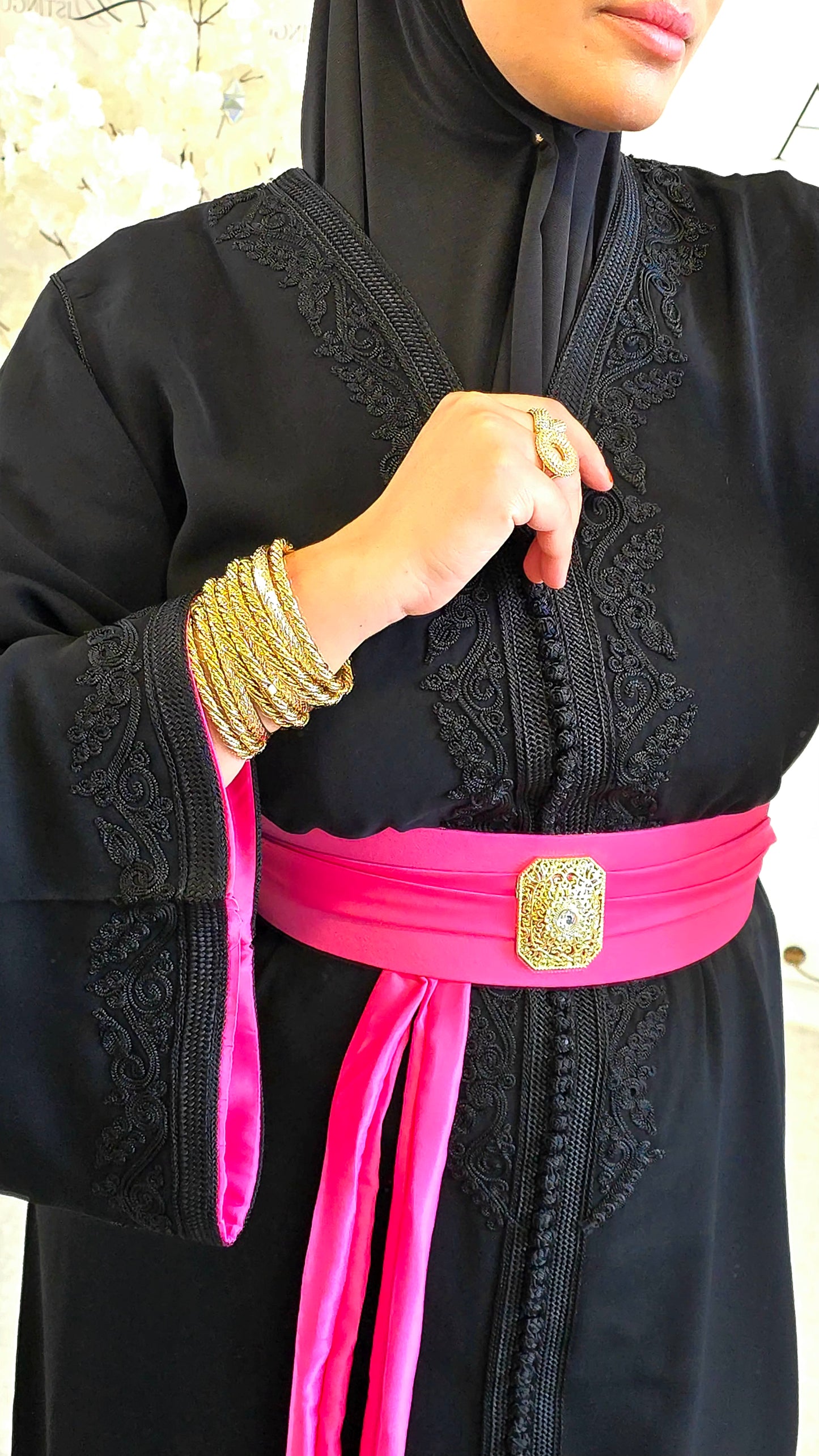 Caftan Mayssan Noir / Rose
