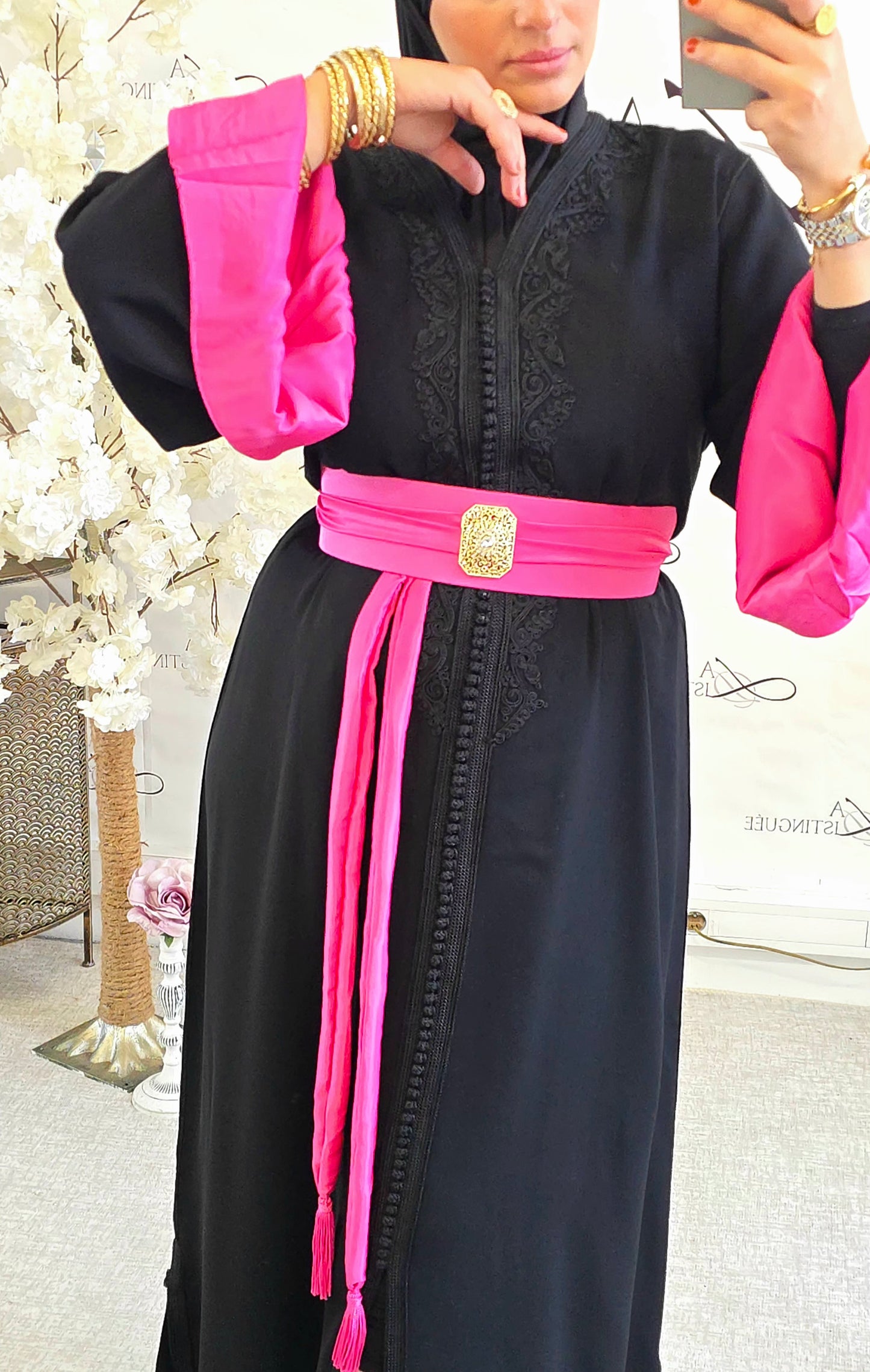 Caftan Mayssan Noir / Rose