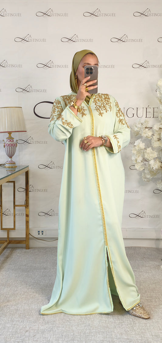 Caftan Sarah Vert Pastel