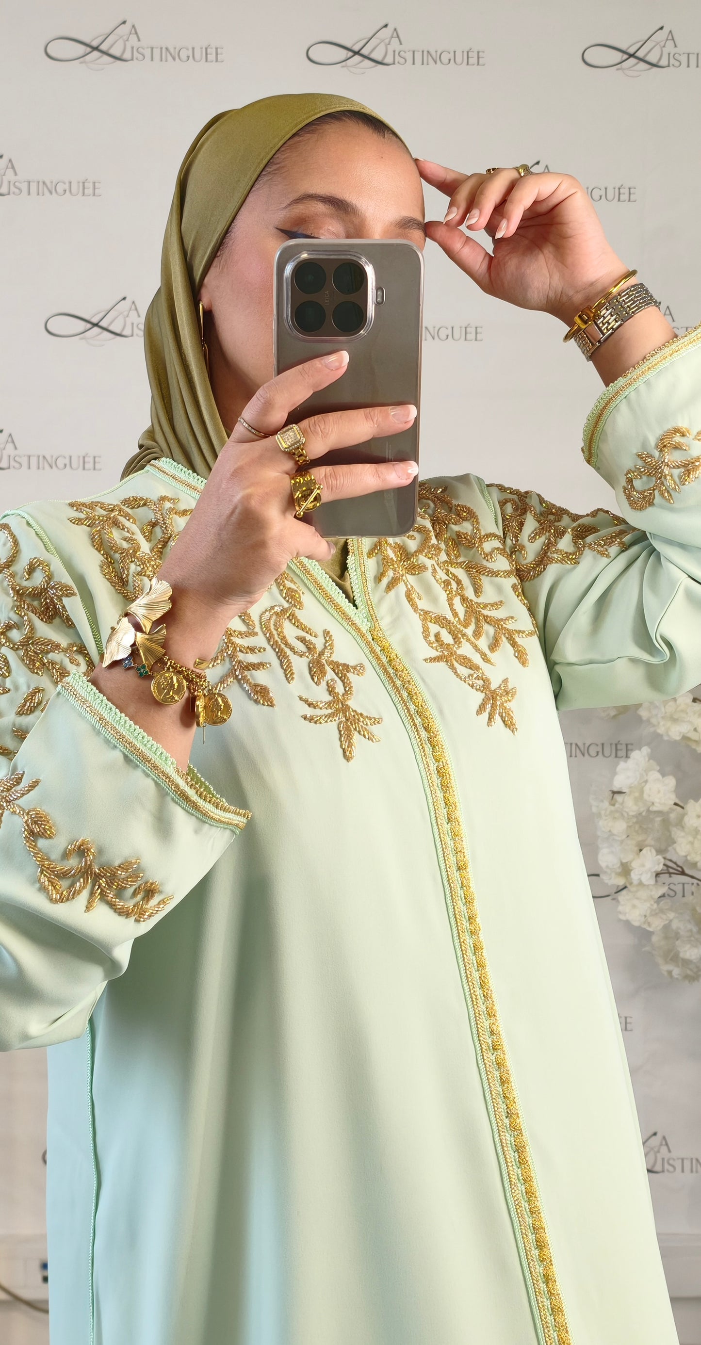 Caftan Sarah Vert Pastel