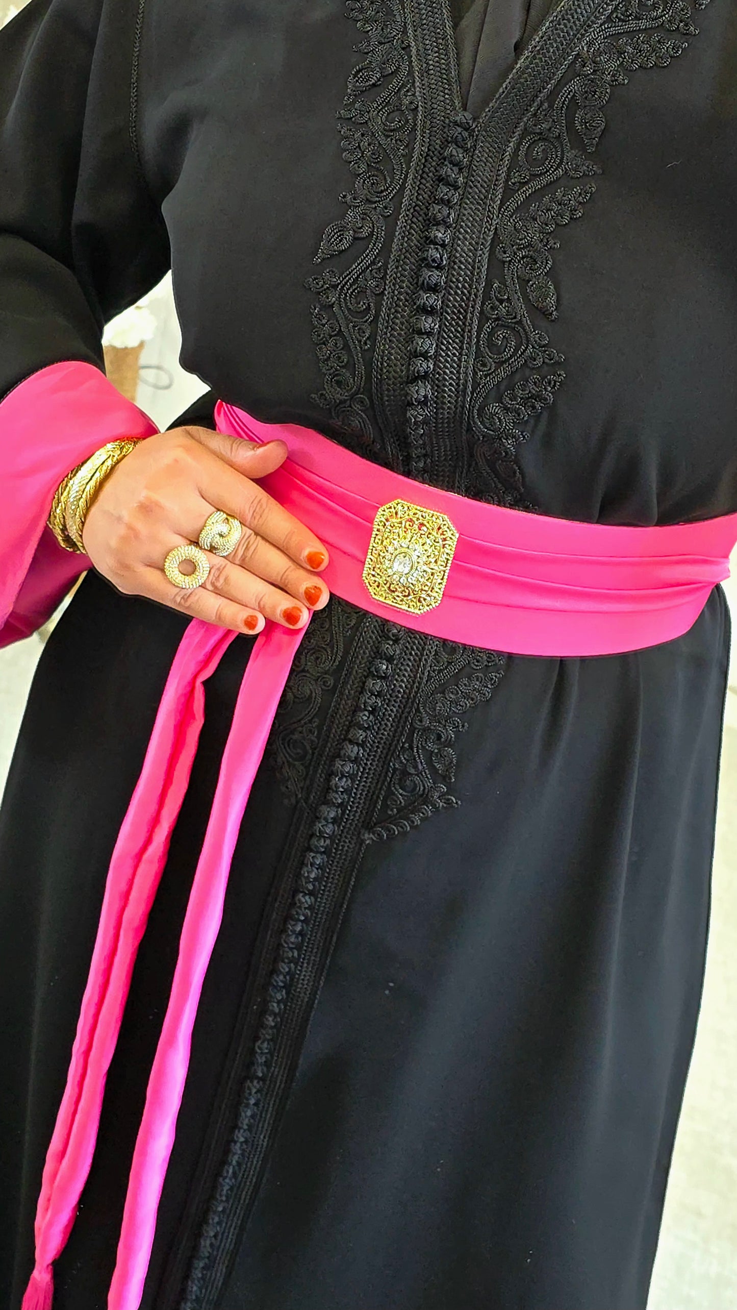 Caftan Mayssan Noir / Rose