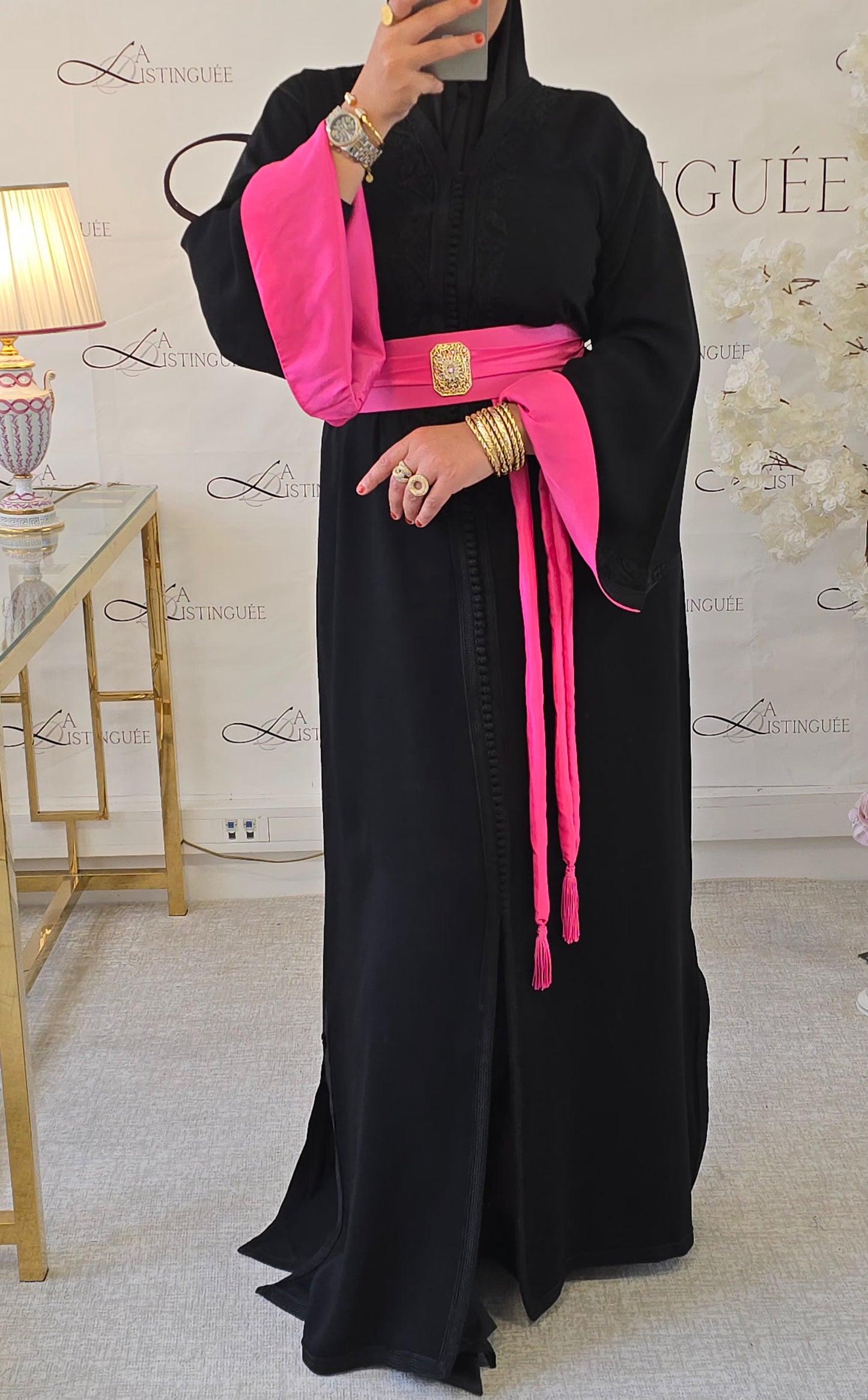 Caftan Mayssan Noir / Rose