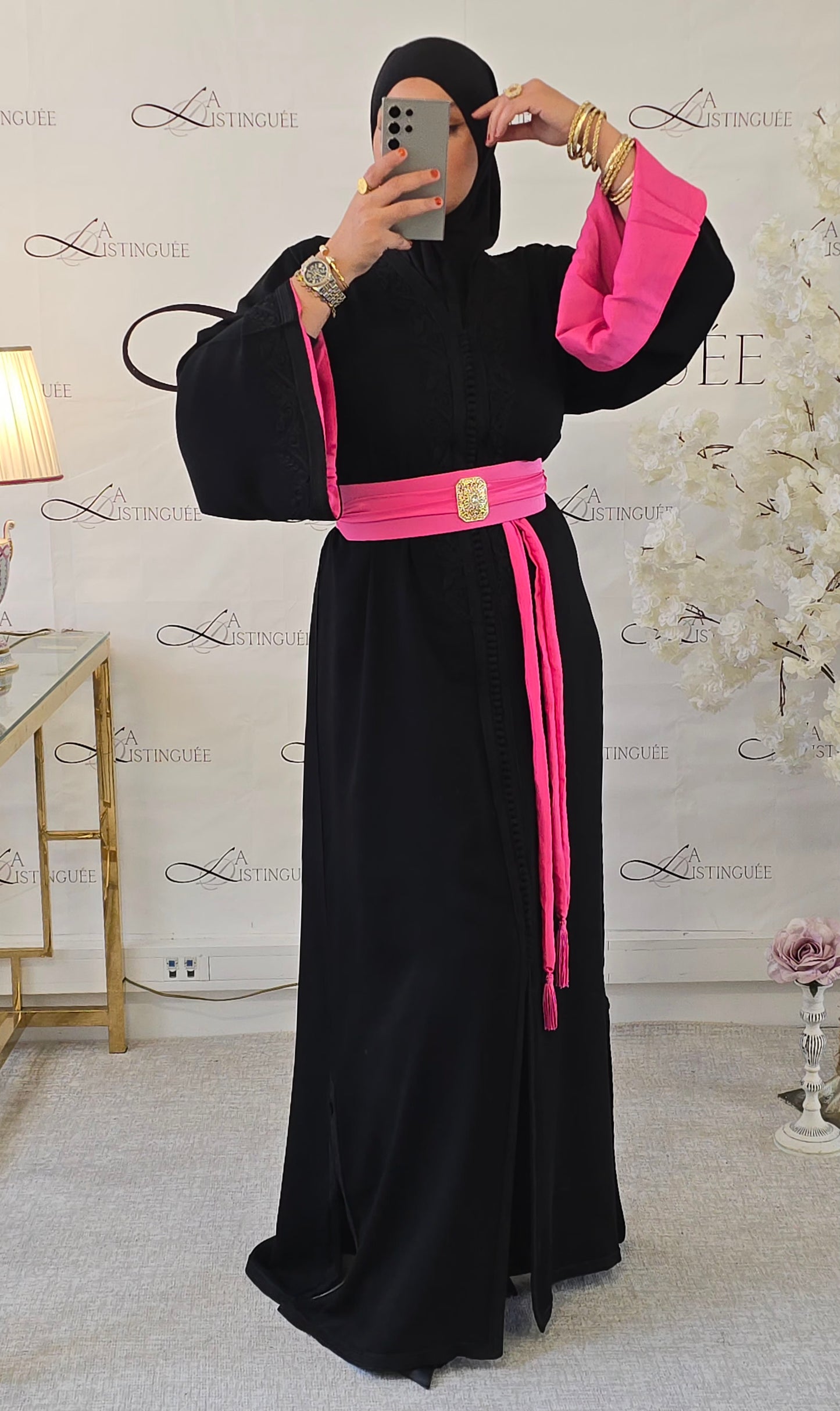 Caftan Mayssan Noir / Rose