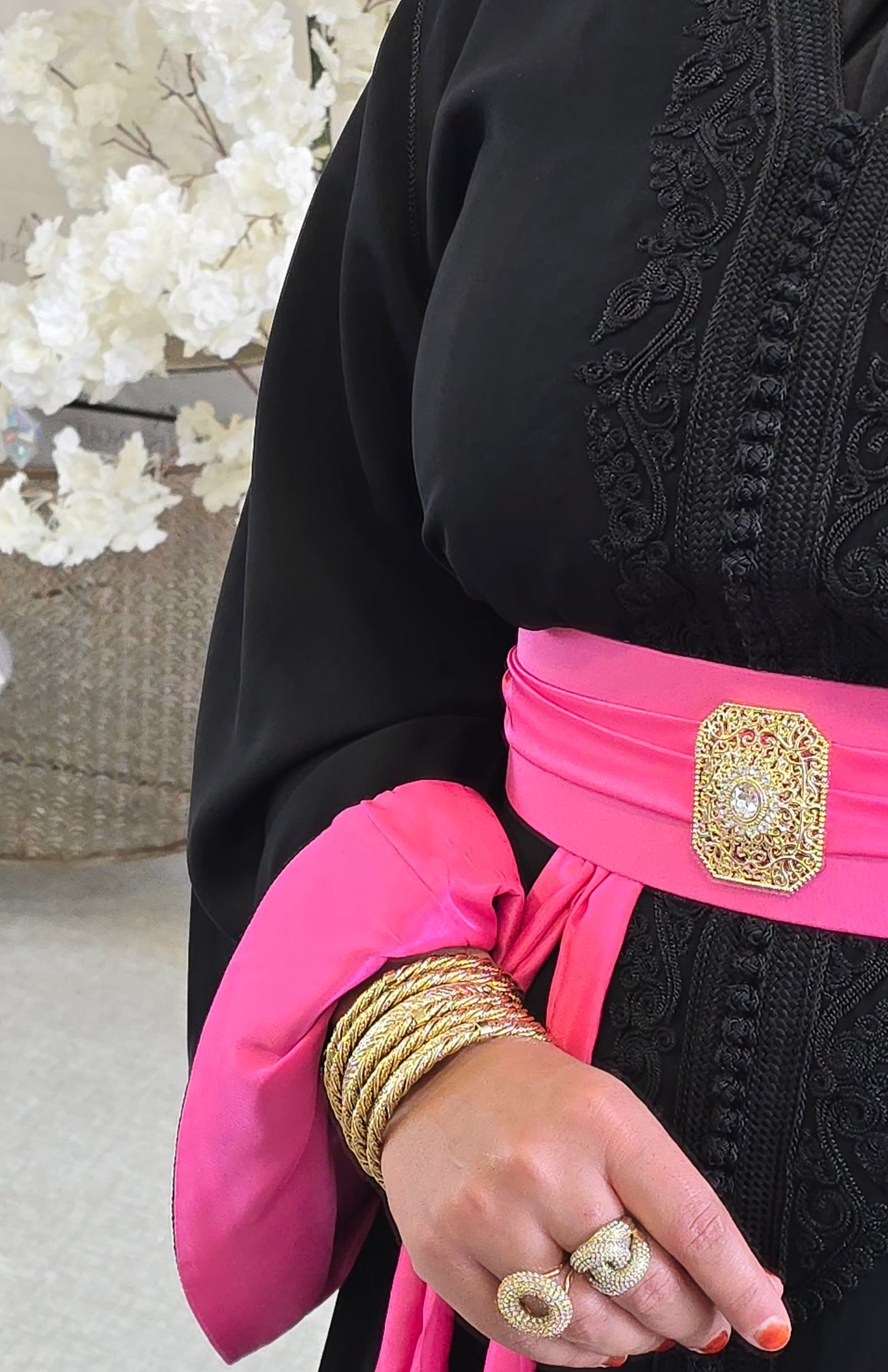 Caftan Mayssan Noir / Rose