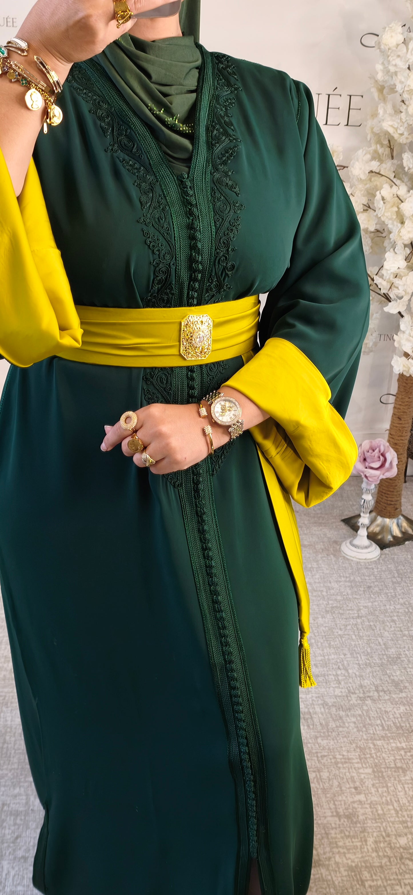 Caftan Mayssan Vert /citron