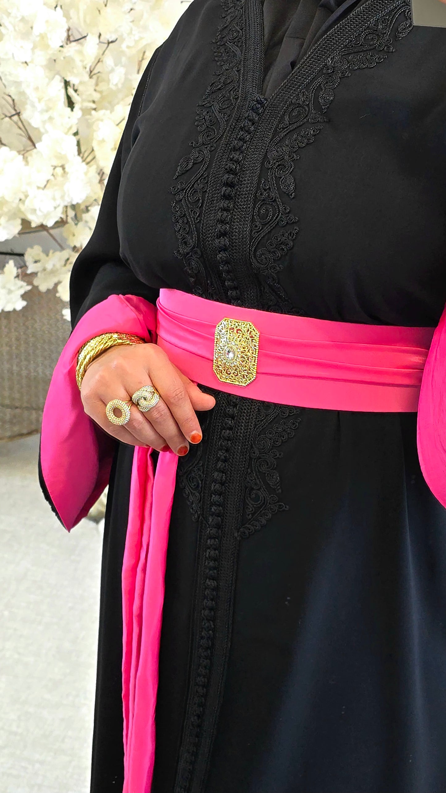 Caftan Mayssan Noir / Rose
