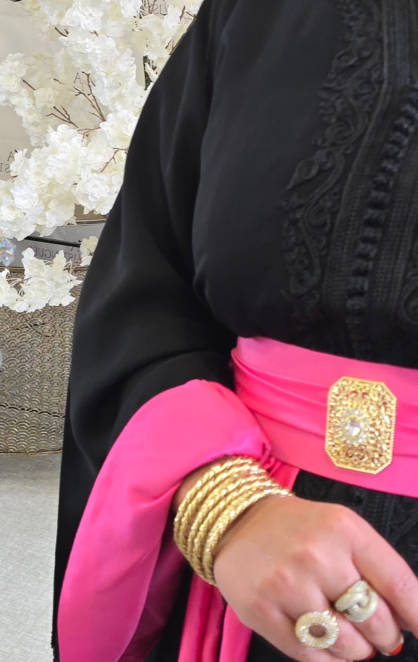 Caftan Mayssan Noir / Rose