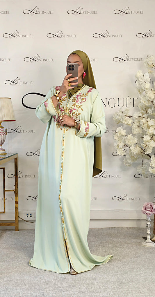 Caftan Sarah Vert Pastel /Rose