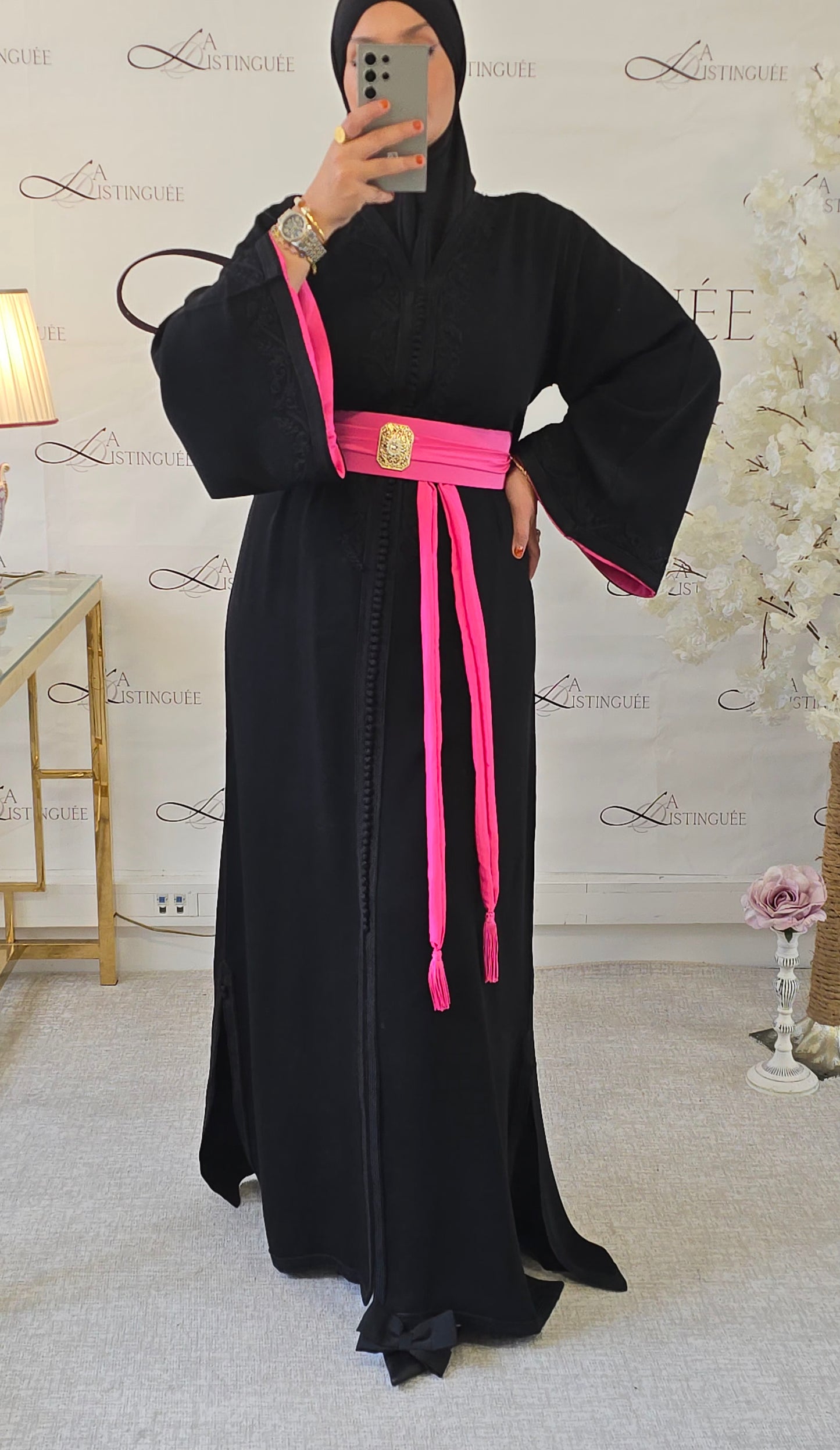 Caftan Mayssan Noir / Rose