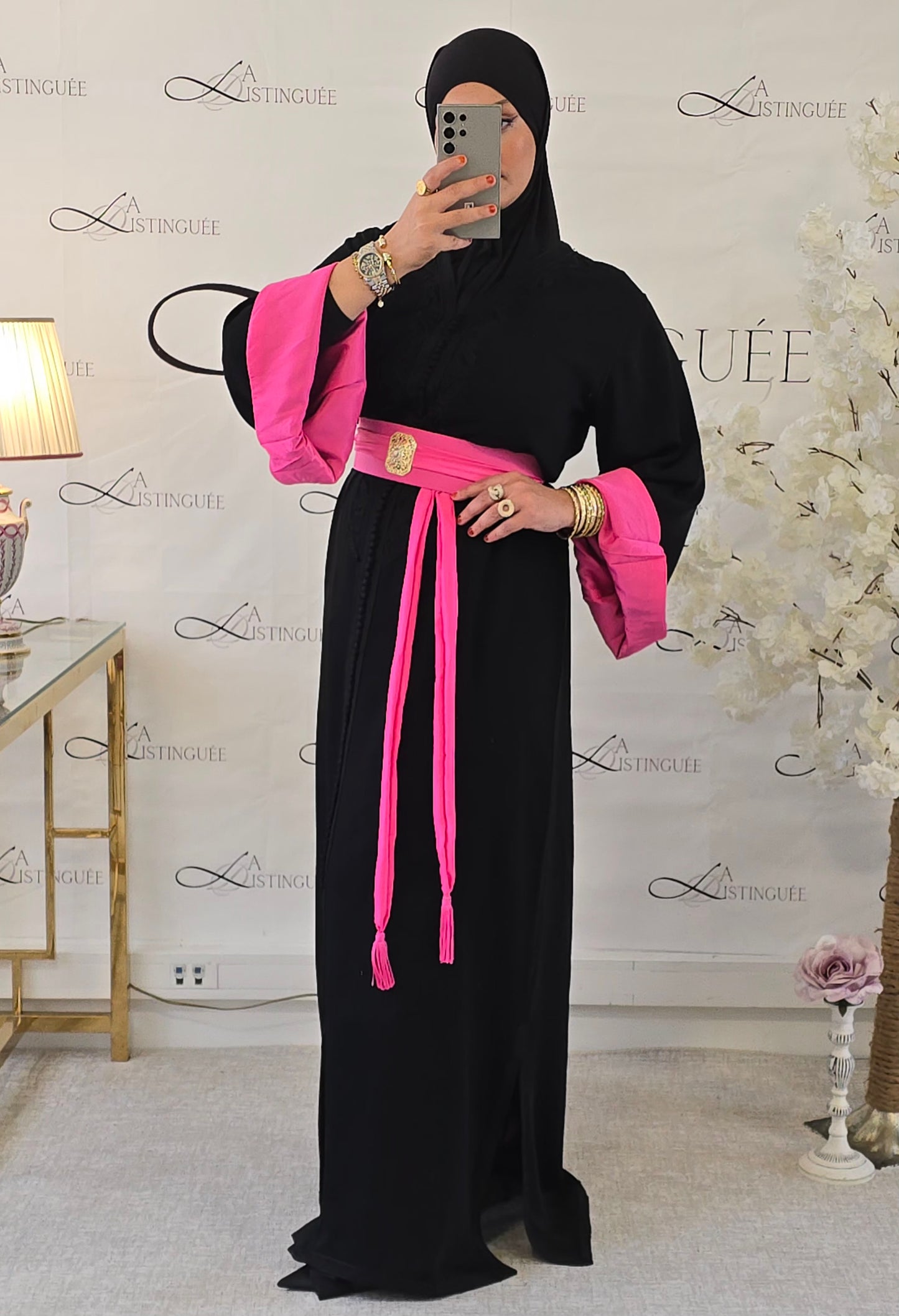 Caftan Mayssan Noir / Rose