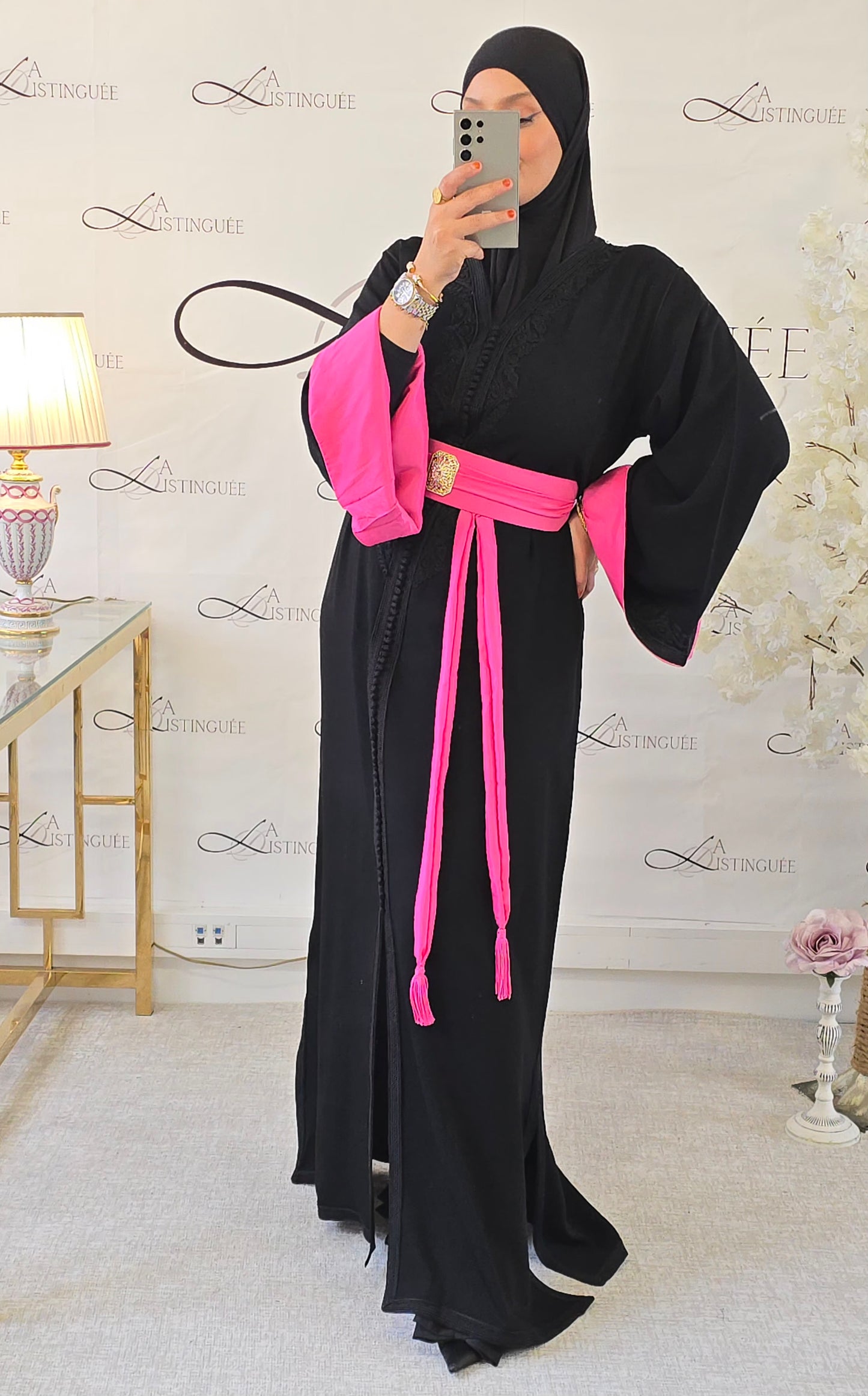Caftan Mayssan Noir / Rose