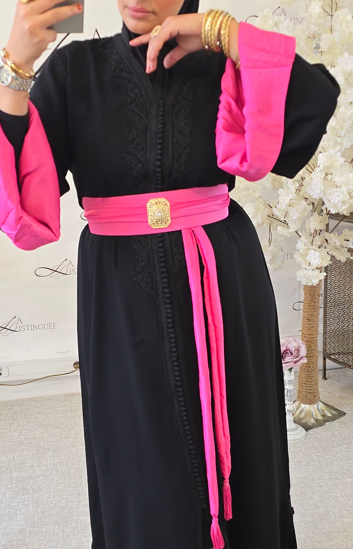 Caftan Mayssan Noir / Rose