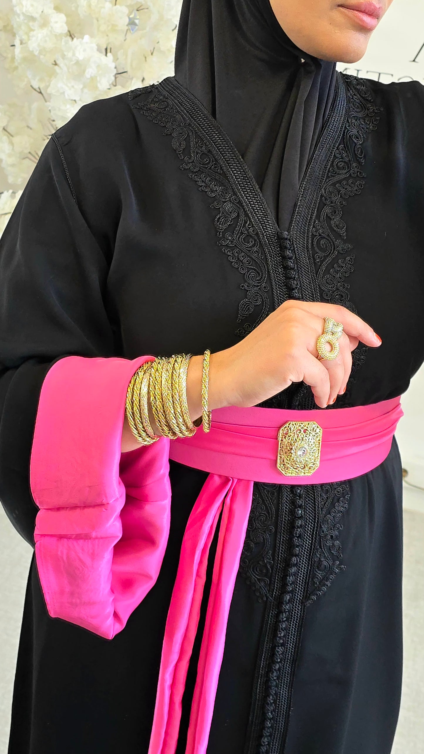 Caftan Mayssan Noir / Rose